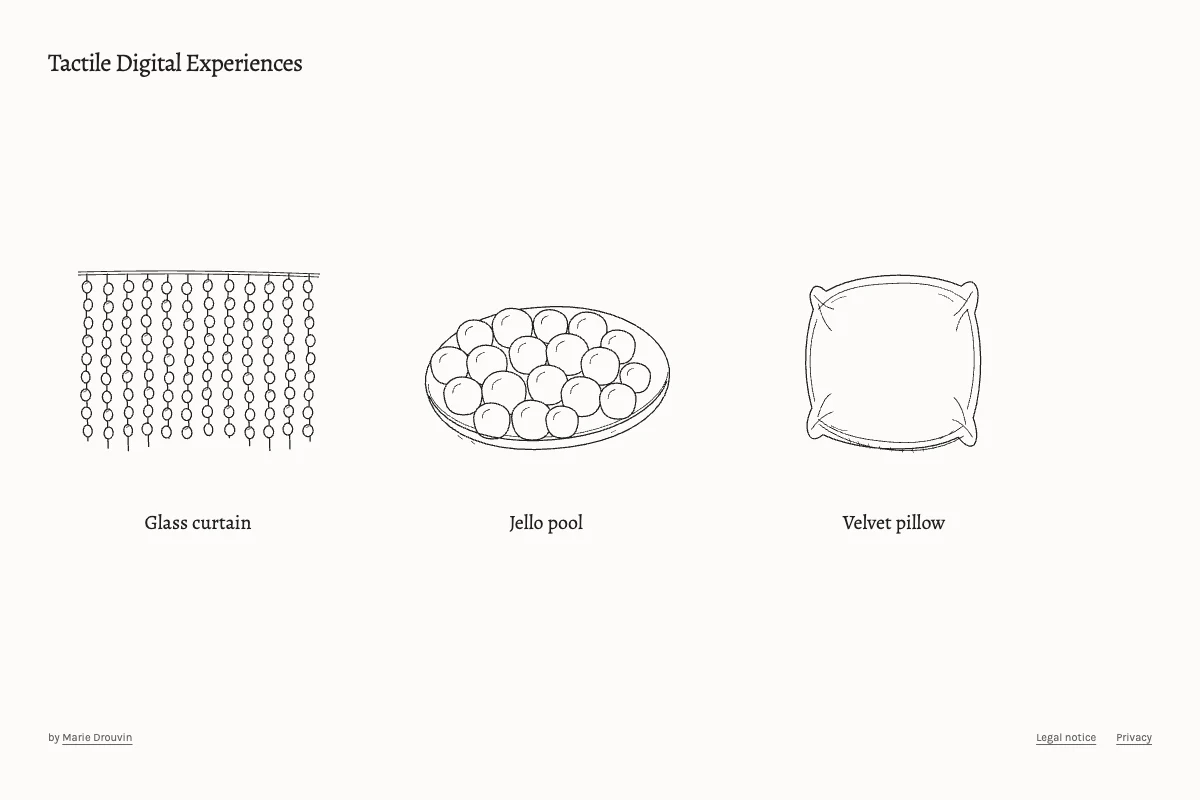 The three experiences introduced by black-and-white drawings